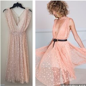 NWOT Maria Lucia Hohan Pale Pink Sleeveless Star Embroidered Eudora Dress